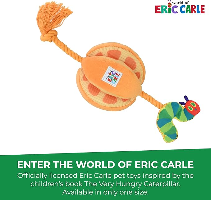 Multipet Eric Carle Very Hungry Caterpillar Plush Orange with Rope Dog Toy