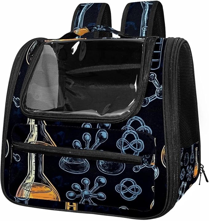 Chemistry Science Seamless Pattern (1) Transparent Pet Carrier for Travel Hiking for Kitty Small Dog