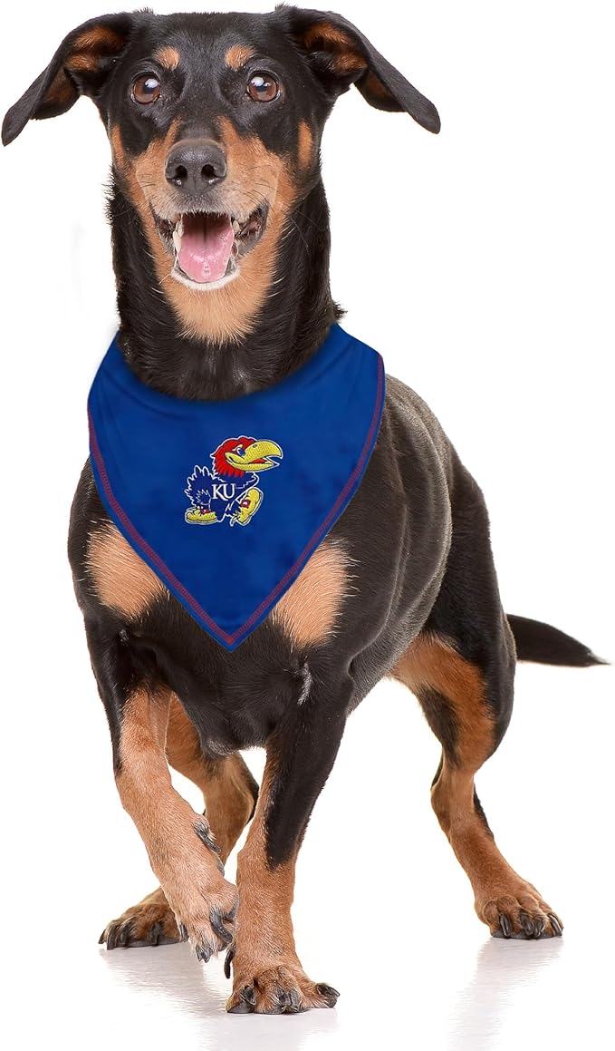 Pets First NCAA Kansas Jayhawks TIE Bandana, Size Large/X-Large. Dog Bandana Scarf Bib for Pet Cat Dog. The Ultimate Game-Day, Party Bandana