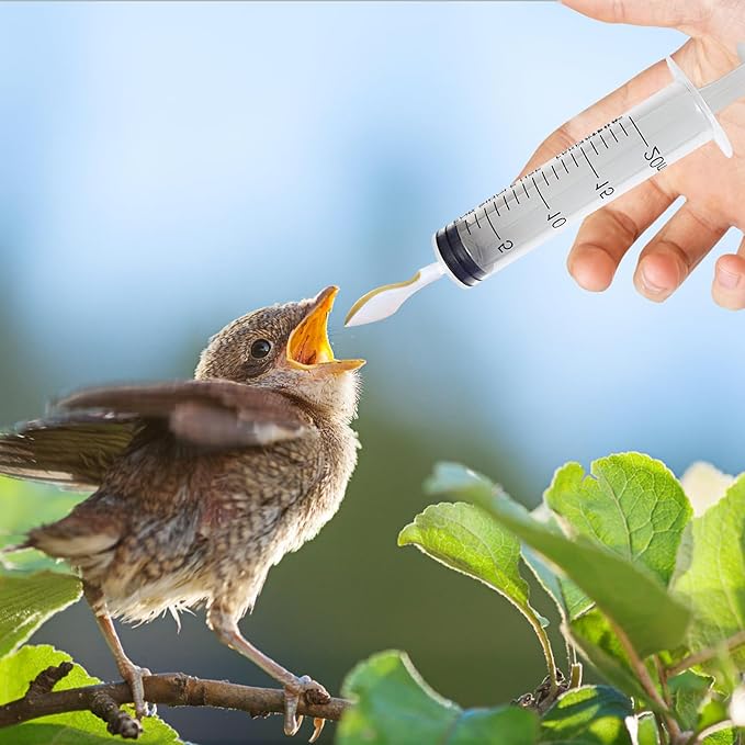 2 Pack Small Pet Feeding Syringe Sets, Including 2PCS 20ml Feeding Syringes, 2 PCS 30ml Milk Containers, 2 Soft Feeding Spoons and 2 Powder Spoons, Bird Parrot Feeder Spoon with Manual Syringe