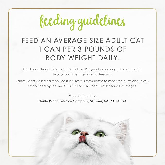 Fancy Feast Purina Grilled Wet Cat Food Salmon Feast in Wet Cat Food Gravy - 3 oz. Cans (Pack of 48)