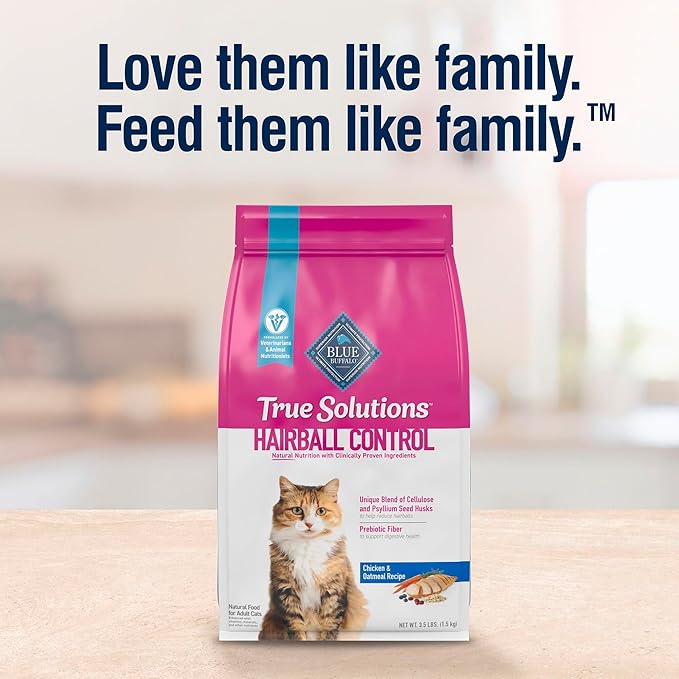 Blue Buffalo True Solutions Hairball Control Adult Dry Cat Food, Made in the USA with Natural Ingredients, Chicken, 3.5-lb. Bag