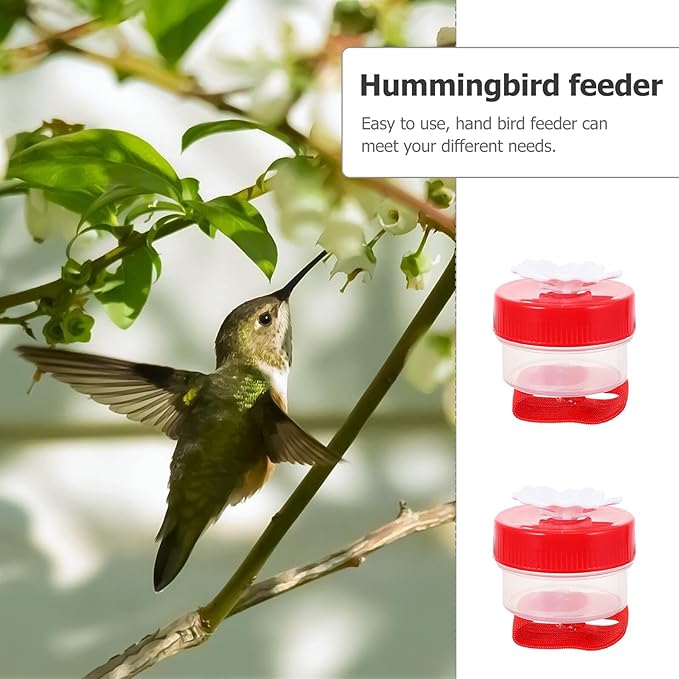 Handheld Hummingbird Feeder Plastic Flower Replacement Feeding Outlet, Small Portable Bird Feeder Accessory for Backyard Birding and Outdoor Use Color Style