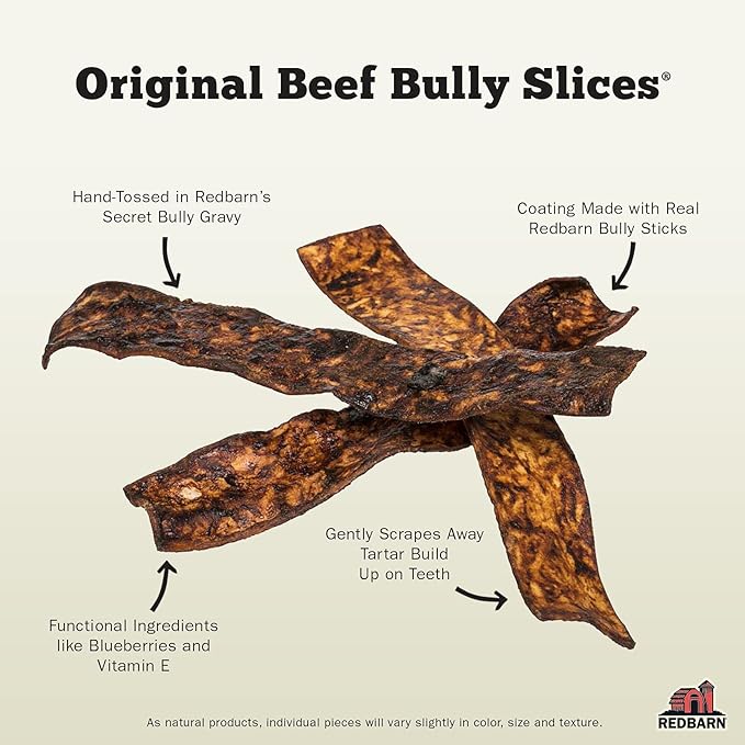 Redbarn Pet Products Bully Slices for Dogs Original Bully Natural Dental Treats 12 Bags