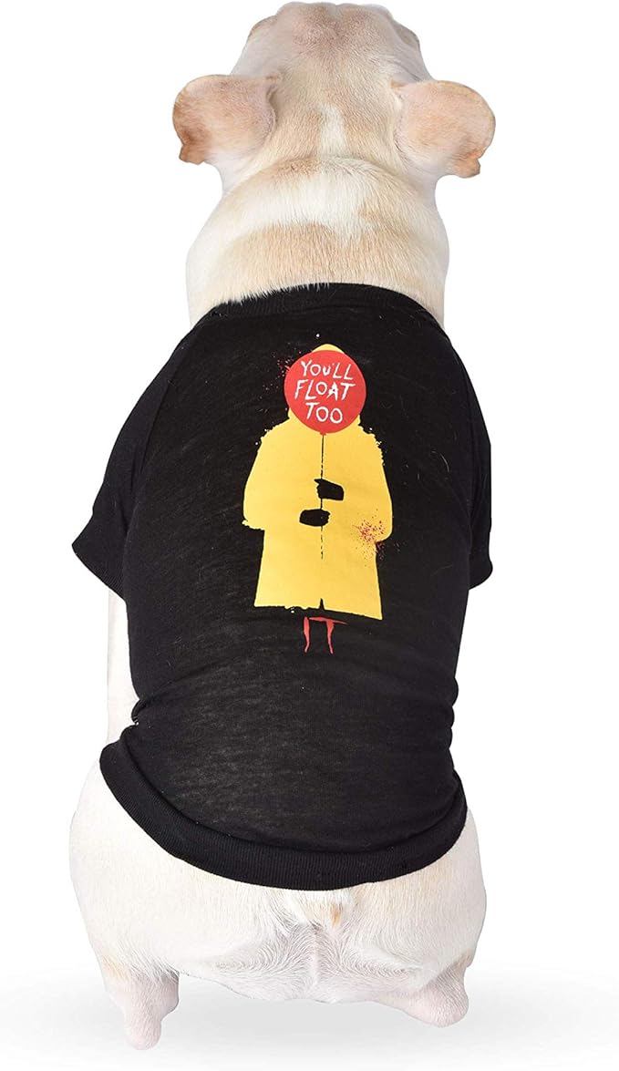 WARNER BROS The IT Movie You'll Flat Too Tee for Dogs, Medium | IT The Movie Dog T-Shirt | Soft, Cute, and Comfortable Dog Clothing and Apparel, Black