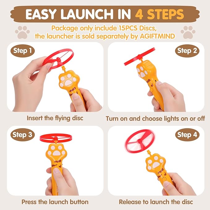 15 PCS Flying Spinners for Disc Launcher Toy, Additional Discs for Outdoor & Indoor Pet Chasing Training Hunting Interactive Cat Fetch Toy