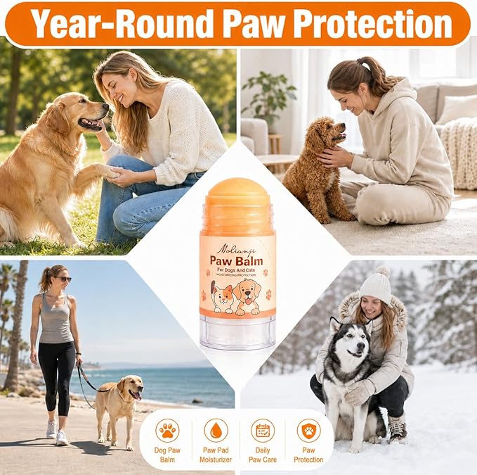 Dog Paw&Nose Balm Lick Safe1.4oz(40g),All-Natural Ingredients Pets Paw Wax,Healing Moisturizer with Coconut Oil&Honey,for Dry Cracked Dog & Cat Paws,Nose & Elbows, Horse Hoof, Joint Care