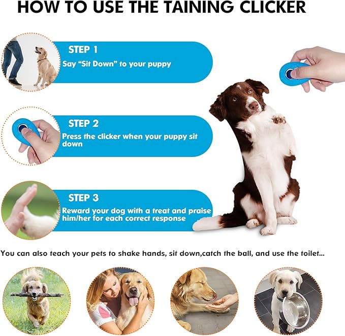 MODUS Pet Training Clicker for Dogs - Clicker with Adjustable Wrist Strap - Positive Reinforcement Clicker for Dogs, Cats, Puppies(Blue)