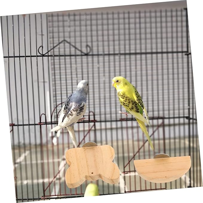 Totority 3pcs Hamster Accessories Wooden Parrot Toy Guinea Pig Stand Platform Bird Cage Decor Hamster Jump Board