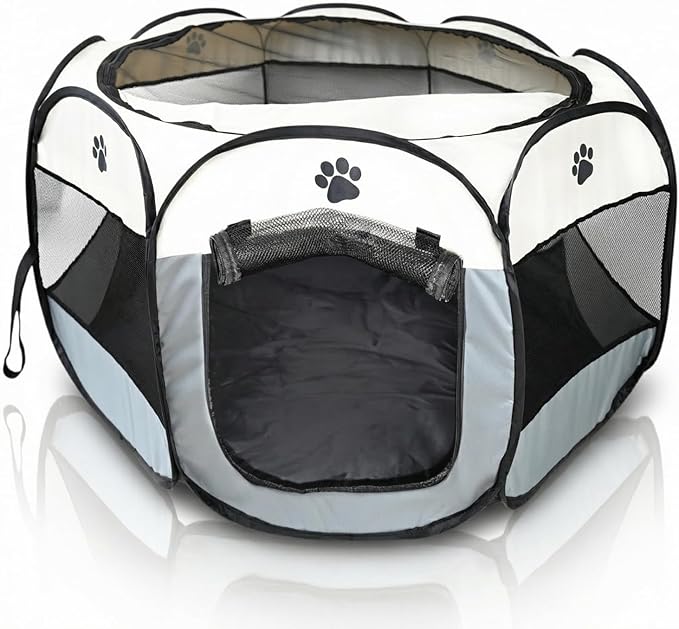 Bee Neat Large Foldable Pet Playpen for Medium Dogs & Cats – Portable Indoor & Outdoor Pet Pen 44 x 24, Lightweight Exercise Playpen for Puppies, Kittens & Medium Pets