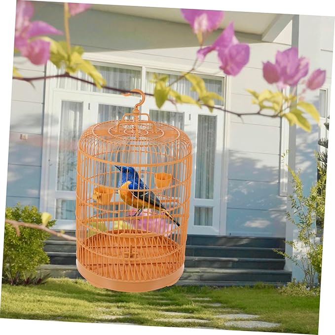 LIOOBO Hanging Bird Cage for Small Animals and Birds Durable Plastic Round Door Suitable for Parakeets Conures Hamsters and Small Pets