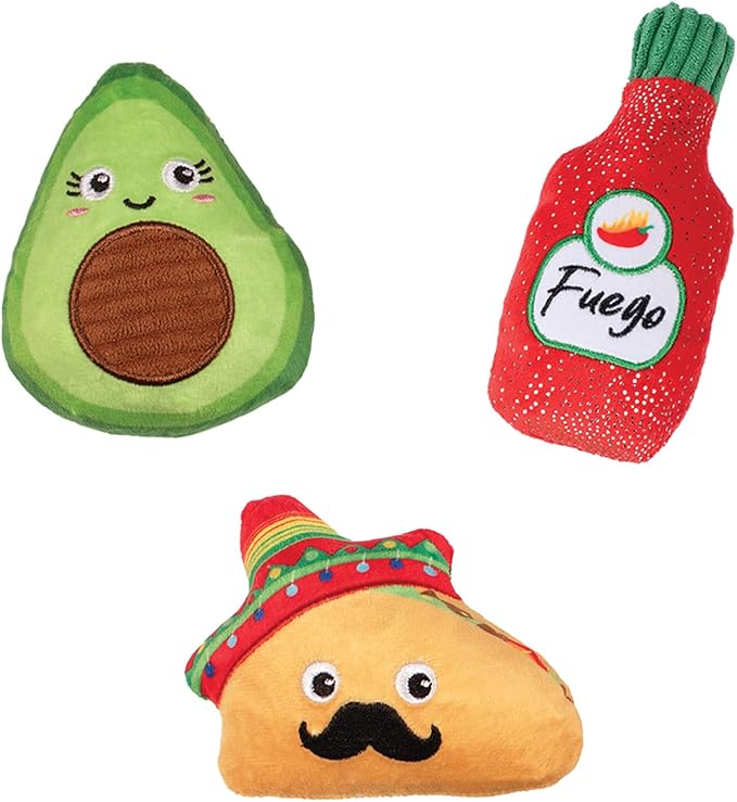 Fringe Studio Plush Dog Toy, 3 Pieces Set, Taste THE Heat, Pet Shop Collection (662151)