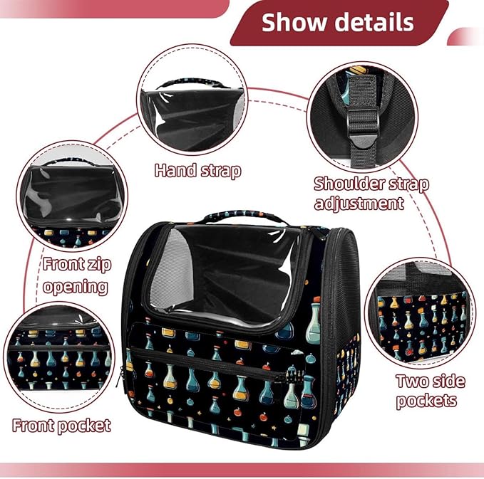 Portable Travel pet Backpack Carrier Hamster Bag Small Dog cat Carrier Breathable Hang Bag, Chemistry Science Laboratory (11)