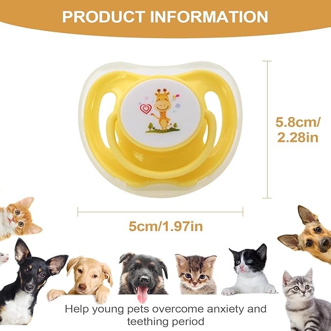 4Pcs Pet Pacifiers for Dogs Cats, Silicone Calming Pacifier, Cute Puppy Kitten Suckling Soother, Soothing Companions Chew Toys, Animals Teething Supplies for Bedtime Naptime Travel Chewing
