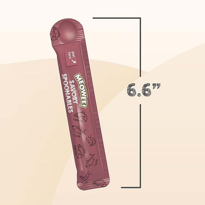 MEOWEE! Savory Spoonables Variety Pack, 12 Count Tube, Triple Flavor Squeezable Lickable Wet Treats for Cats with Built-in Spoon for Less Mess