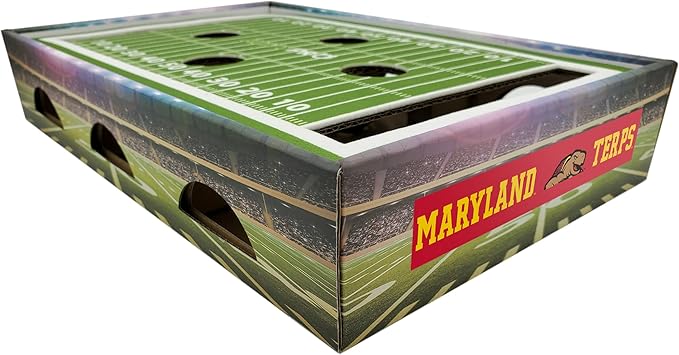 Pets First NCAA Maryland Terrapins Scratcher Box, Game Day Toy, Football Field Designed Cat Scratcher & Lounge, Stimulating Cat Game