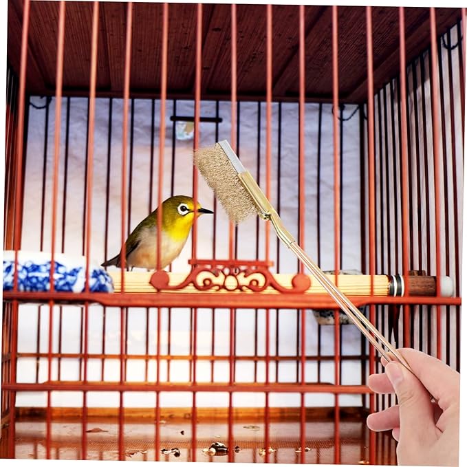 1set Professional Bird Cage Cleaning Brush Extra Long Handle Wire Brush for Bird Cage Maintenance and Cleaning Accessory