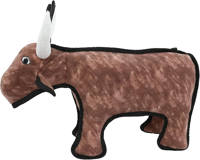 TUFFY - World's Tuffest Soft Dog Toy -Barnyard- Multiple Layers. Made Durable, Strong & Tough. Interactive Play (Tug, Toss & Fetch). Machine Washable & Floats. (Bull, Medium 2 Pack)