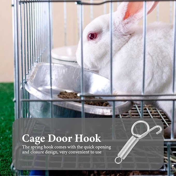 Mipcase Pet Cage Accessory 10pcs Rabbit Cage Spring Hooks Door Hanger Galvanized for Durability