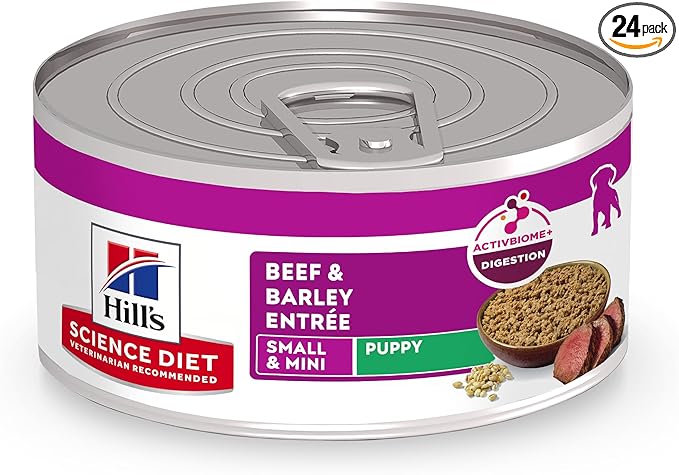 Hill's Science Diet Puppy Small and Mini Wet Dog Food, Beef & Barley, 5.8 oz. Cans, 24-Pack