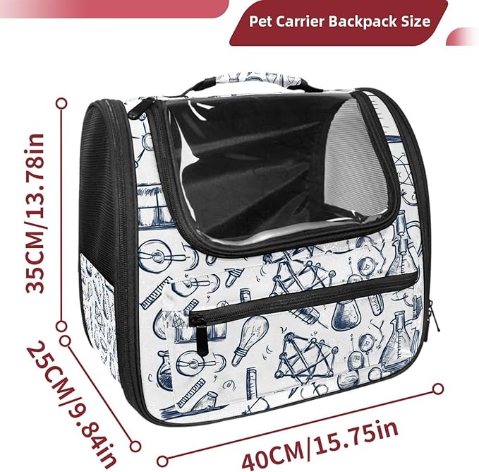 Chemistry Symbols icon Set (2) Cat Backpack Carrier, Large Pet Backpack for Medium Small Dog Cat Puppy Kitty Bunny