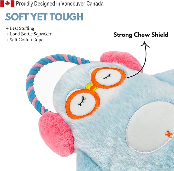 HugSmart Pet – Melody Bros | Squeaky Plush Rope Tug Dog Toy with Less Stuffing - Penguin