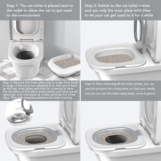 Cat Toilet Training Kit, Reusable Puppy Litter Mat Kitty Urinal Seat, Suitable, Dependable ABS Material, Quick Adaptation Trainer with Easy Cleaning and Disassembly