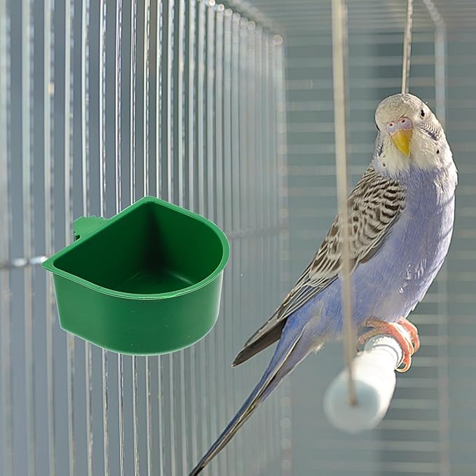 Tofficu 20pcs Bird Cage Food Bowls with Quick-Lock Clips Washable Metal Bird Food Holders for Parrot and Small Animals Universal Feeder and Rabbit Cages