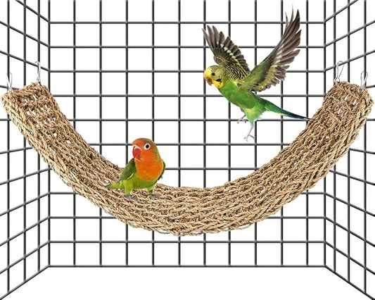 DS. DISTINCTIVE STYLE Bird Seagrass Mat Natural Grass Woven Net Hammock Bird Cage Accessories Bird Bridge for Pigeon Macaw Cockatiel Conure Budgie Cockatoo Rat Bearded Dragon