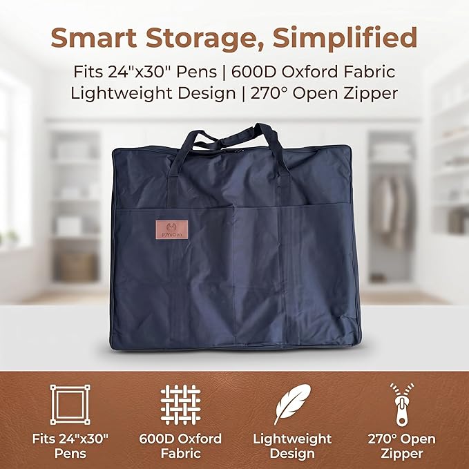 PJYuCien Storage Bag for 24"x30" Metal Foldable Dog Playpen, 600D Oxford Fabric, Waterproof Moisture-Proof, 270° Large Zipper, Travel Carry Case for Camping, Park & Home Storage