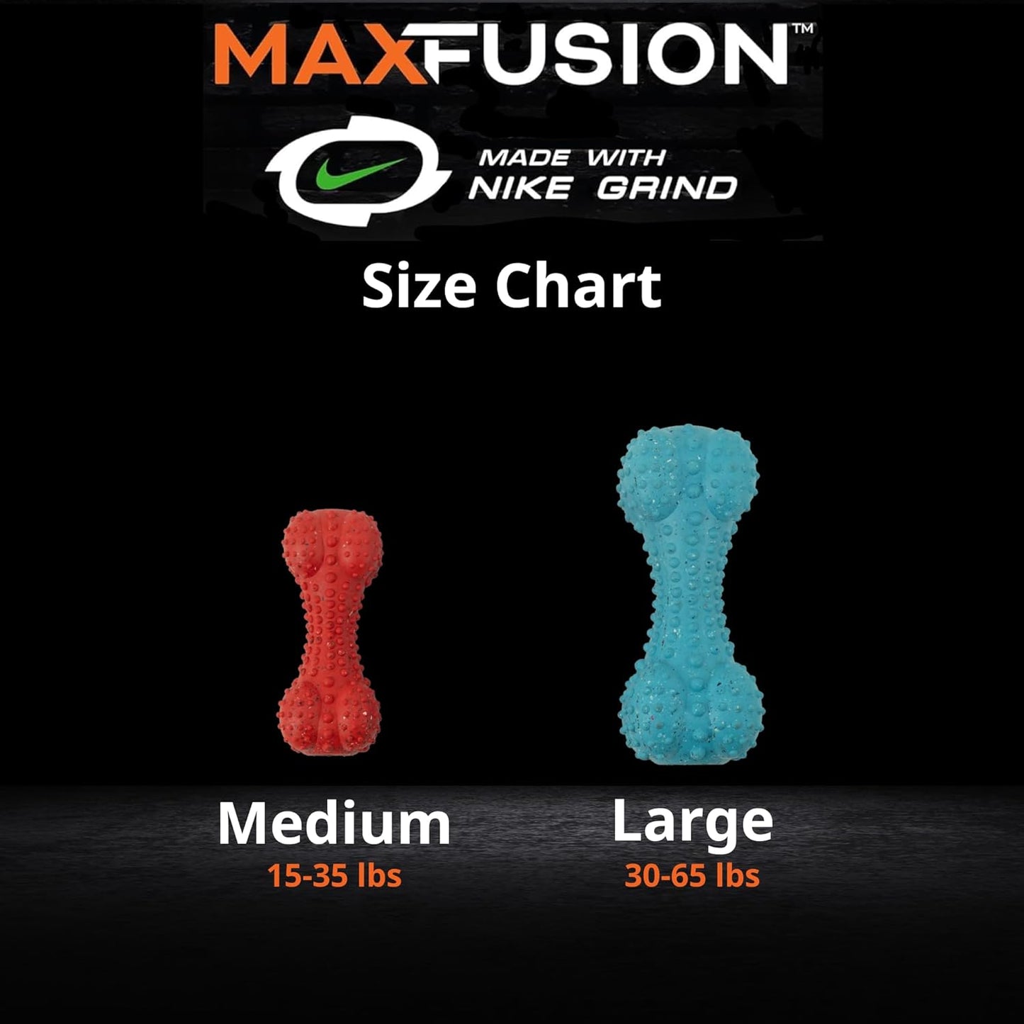 Max Fusion Made with Nike Grind, Arlee Rubber Bone Dog Toy, Dog Toys for All Dogs, Blue Durable & Natural Rubber Chew Toy for Play, Fetch, Tug & Chewing, Large, 1 Count