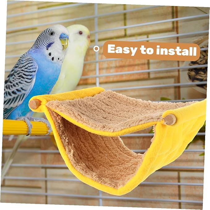 Unomor Small Animal Hammock Dual Layer Hanging Sleeping Nest Soft Plush Bed for Hamsters Parakeets and Birds Cage Accessory