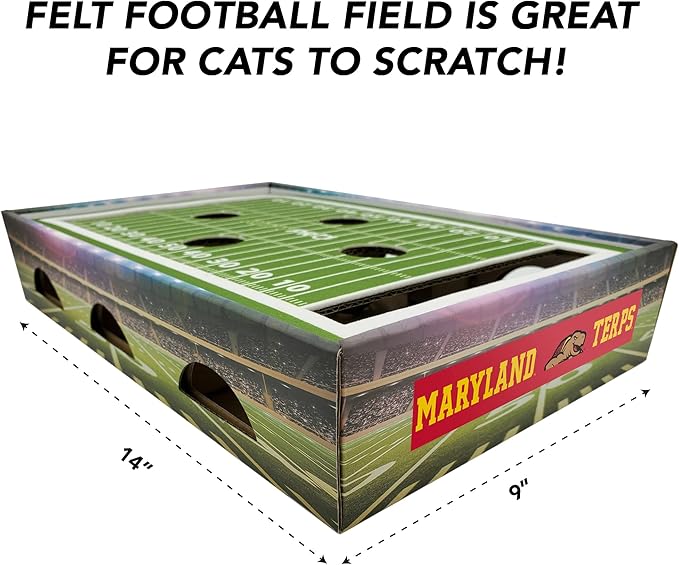 Pets First NCAA Maryland Terrapins Scratcher Box, Game Day Toy, Football Field Designed Cat Scratcher & Lounge, Stimulating Cat Game