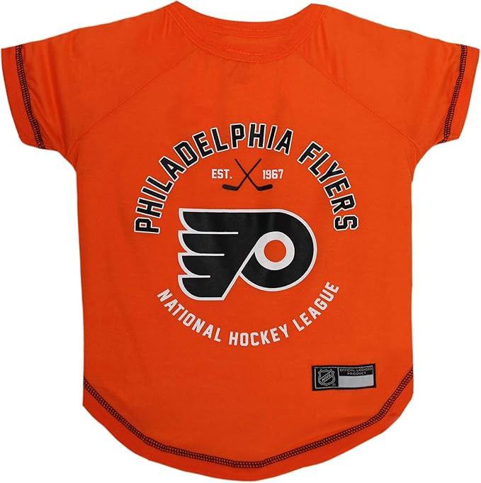 NHL Philadelphia Flyers Tee Shirt for Dogs & Cats, Small. - Are You A Hockey Fan? Let Your Pet Be An NHL Fan Too!