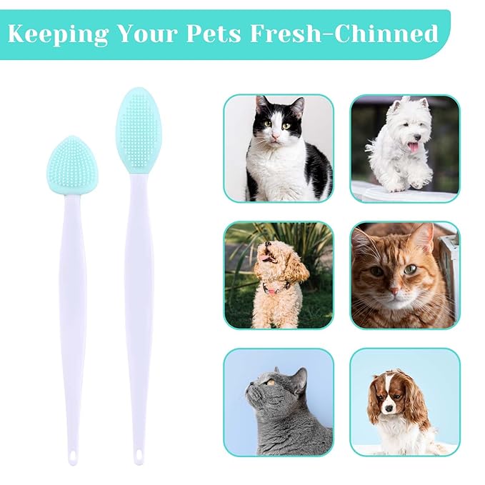 JJUNW 4Pcs Cat Acne Brush Set, Chin Treatment, Black Seed Exfoliating Brush, Dual Sided Silicone Brush for Chin Acne and Blackhead Exfoliation