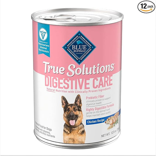 Blue Buffalo True Solutions Digestive Care Wet Dog Food for Adult Dogs, Made with Natural Ingredients, Chicken, 12.5-oz. Cans (12 Count)