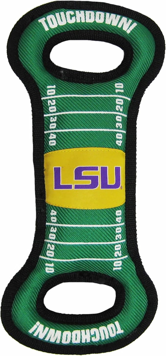 NCAA Football Field Dog Toy with Squeaker. - LSU Tigers - for Tug, Toss, and Fetch. - Tough& Durable PET Toy