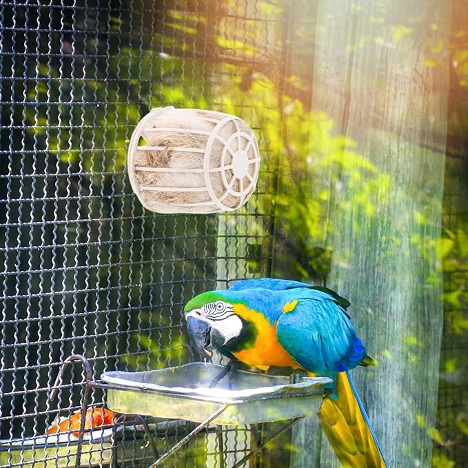 Abaodam Bird Nesting Material with Jute and Cotton Bedding for Small Birds Canary Parakeet Finches Durable Natural Nesting Supplies with Basket 2.87X2.87X10.23In
