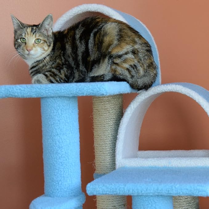 Armarkat 38" High Ivory Cat Step Stairs ramp, Real Wood Cat Sratcher For Pets Cats B3803