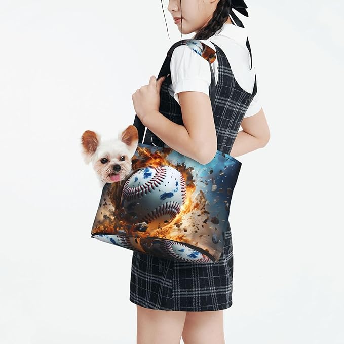 Foldable Pet Carrier Sling - Waterproof Small Dog & Cat Travel Hot Baseball Tote with Safety Hook for Hiking