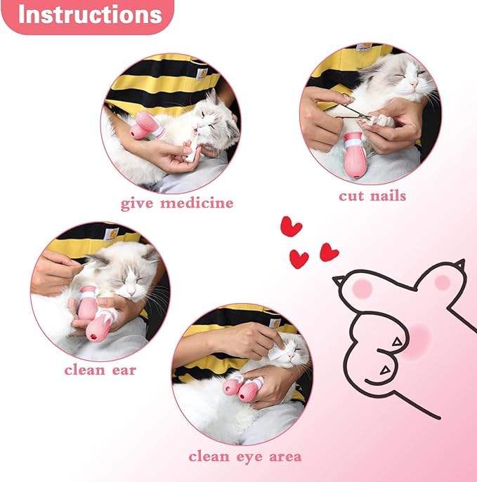 4Pcs Cat Boots for Cats Only Paw Covers Protectors Claws Shoes Paws Wound Boot Silicon Anti Scratch Cat Mittens for Bathing, Nail Clipping, Ears Cleaning, Treatment（Pink）