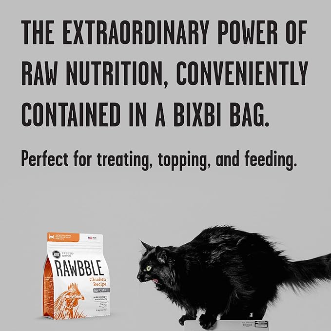 BIXBI Rawbble Freeze Dried Cat Food, Chicken Recipe, 10 oz - 95% Meat and Organs, No Fillers - Pantry-Friendly Raw Cat Food for Meal, Treat or Food Topper - USA Made in Small Batches