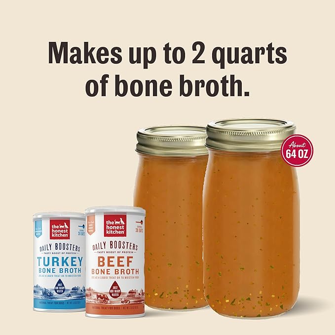 The Honest Kitchen Human Grade Daily Boosters: Instant Turkey Bone Broth with Turmeric,3.6 Oz,(Pack of 2)