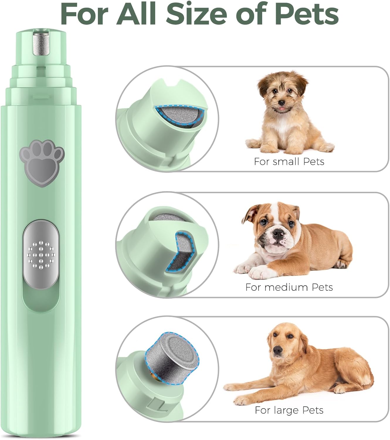 VIWIK Dog Nail Grinder, 2-Speed Rechargeable Dog Nail Trimmers for Large Medium & Small Dogs, Upgrade Professional Electric Pet Paws Grooming, Quiet Puppy Grooming Tool, for Dogs Cats