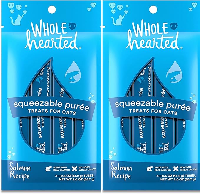 Wholehearted Squeezable Puree Cat Treat (Salmon, 8-0.5 oz Tubes)