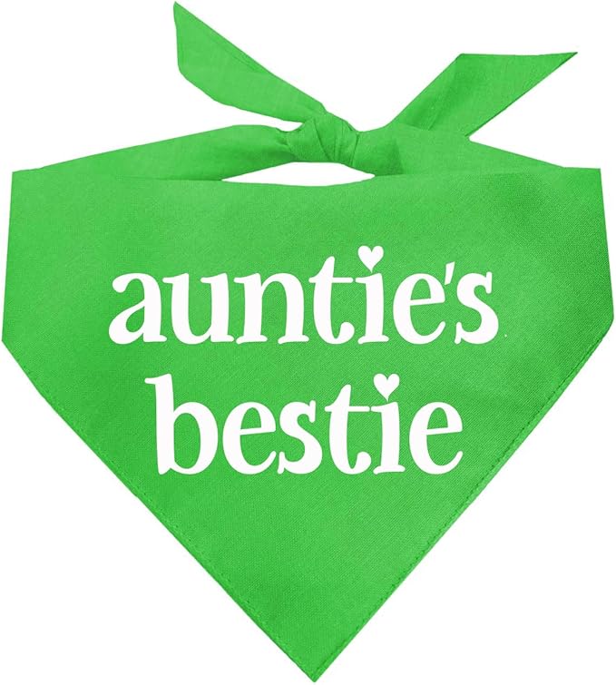 Auntie's Bestie Aunt, Valentine's Day, Mother's Day Dog Bandana (Lime Green, OS 401)
