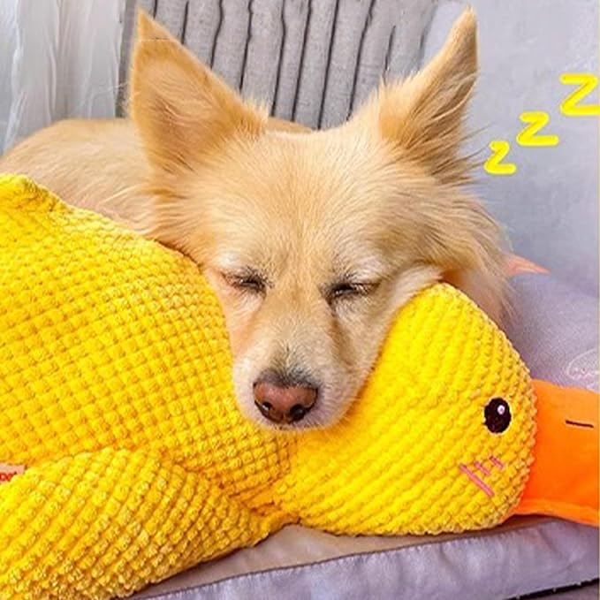 Squeaky Duck Dog Toys Pet Comfort Toy with Quack-Quack Accompany to Sleep Stuffed Toy for Small Dogs and Cats (Yellow, Small Size)