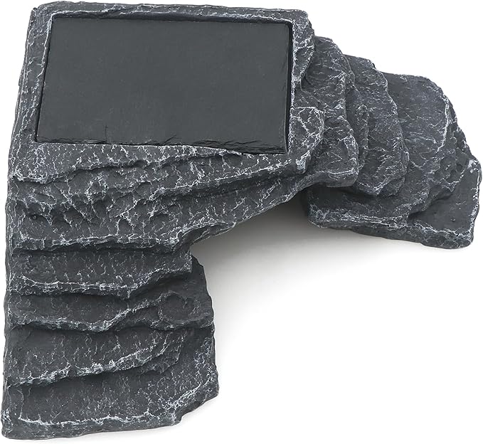 AQUA KT Reptile Basking Platform with Climbing Ramp Ledge Turtle Dock Resting Rock for Bearded Dragon Leopard Crested Gecko Lizard Hide Cave Amphibian Decoration