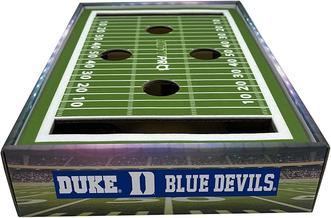Pets First NCAA Duke University Cat Scratcher Box, Game Day Cat Toy, NCAA Football Field Designed Cat Scratcher and Lounge, Stimulating Cat Game