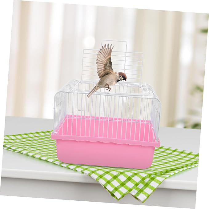 Yardwe Portable Bird Travel Cage for Lovebirds Parakeets Cockatiels Lightweight Plastic Carrier Transparent Window for Easy Observation Easy to